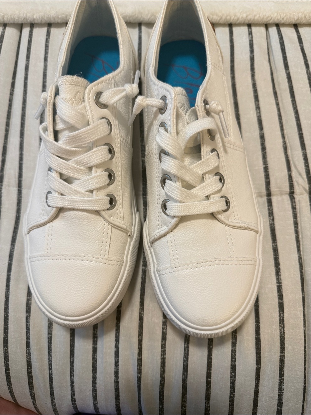 White Lace-Up Casual Sneakers